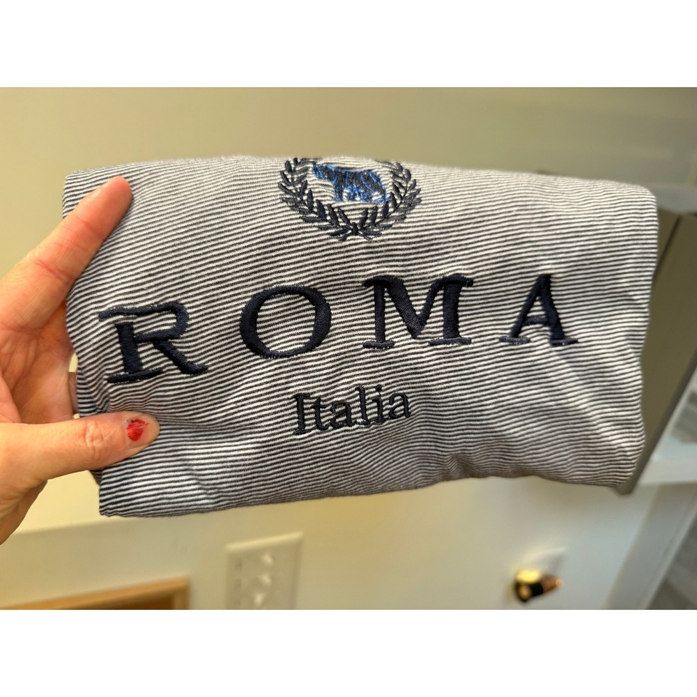 TimeTex Striped Roma Italia Embroideredβ T-Shirt Size XS Made in Italy